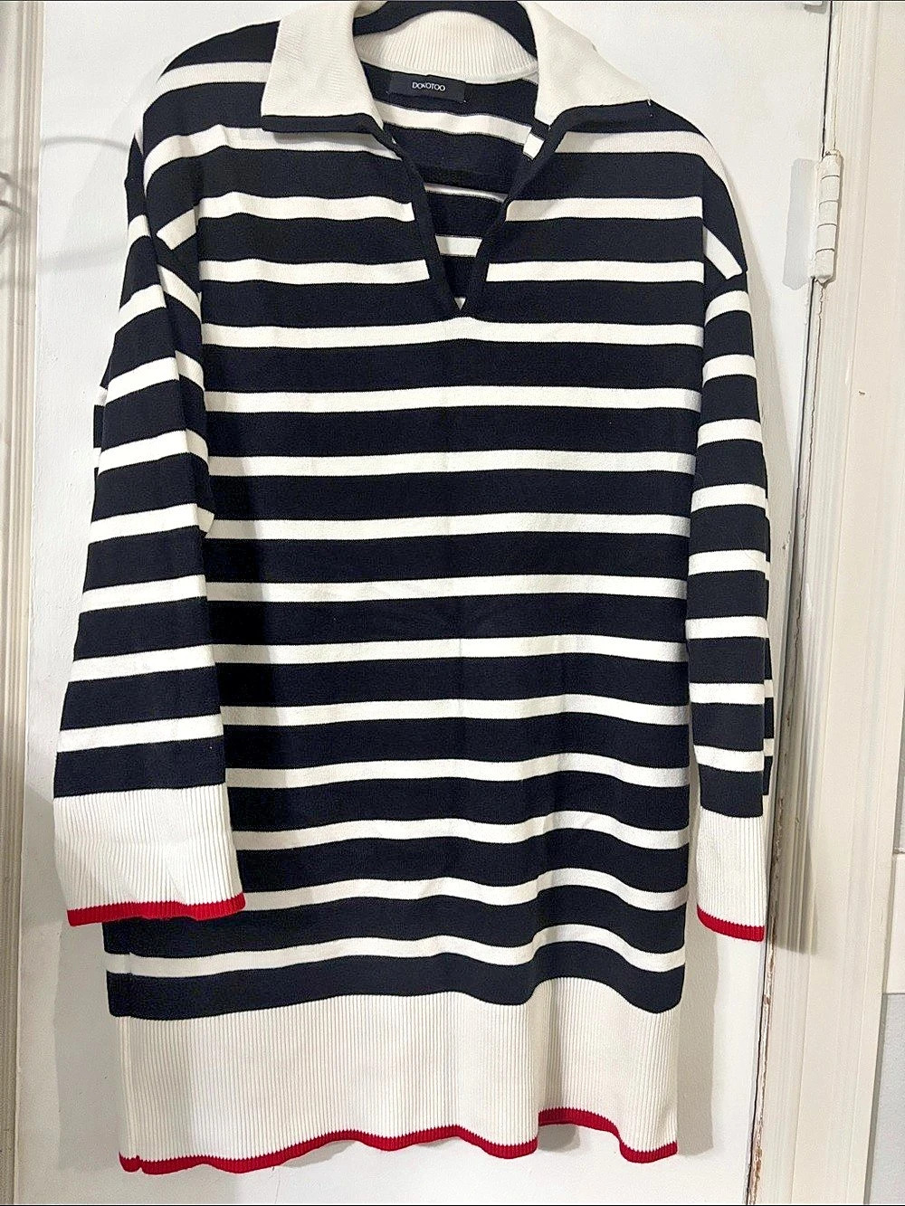 DOKOTOO Striped Knit dresses in Black & White